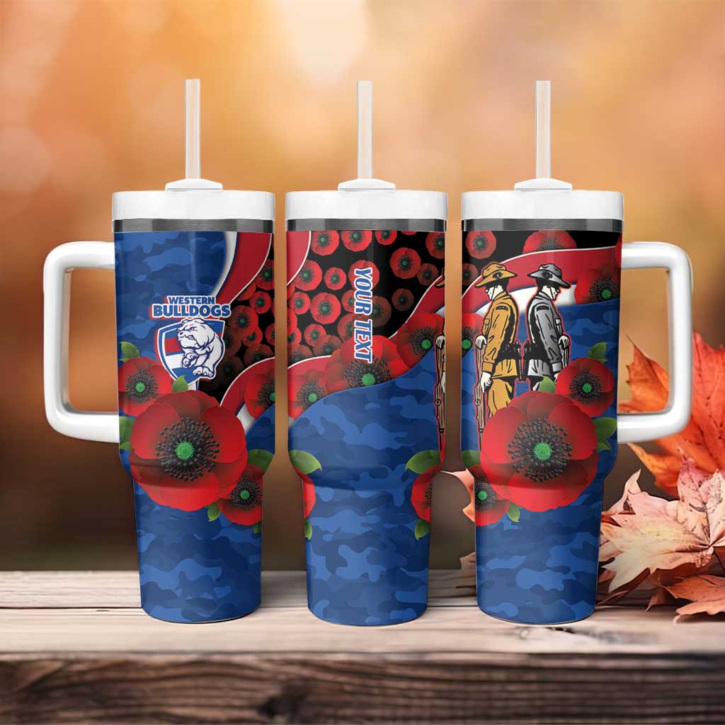 Western Bulldogs ANZAC Personalised Tumbler With Handle Lest We Forget Poppy Camo