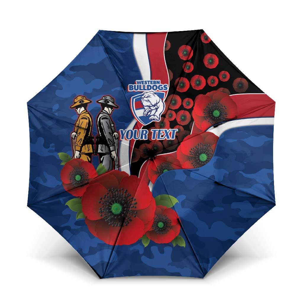 Western Bulldogs ANZAC Personalised Umbrella Lest We Forget Poppy Camo
