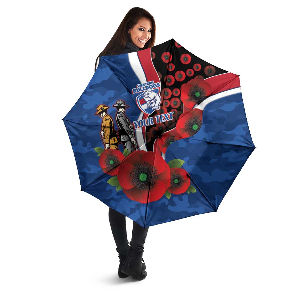 Western Bulldogs ANZAC Personalised Umbrella Lest We Forget Poppy Camo