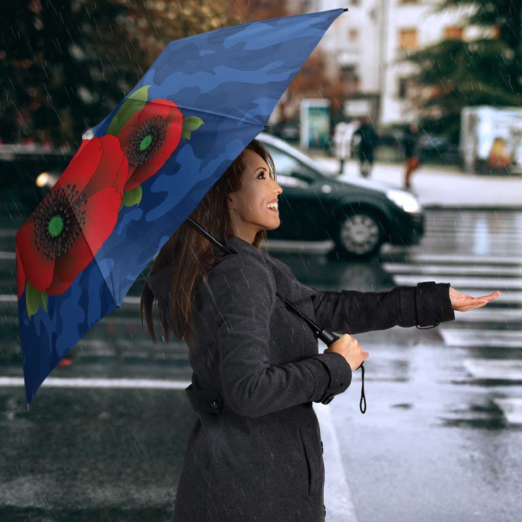 Western Bulldogs ANZAC Personalised Umbrella Lest We Forget Poppy Camo