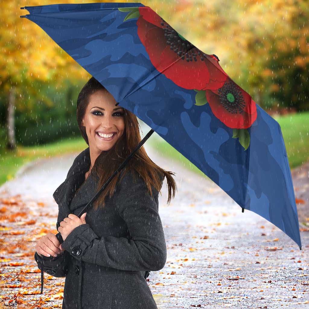 Western Bulldogs ANZAC Personalised Umbrella Lest We Forget Poppy Camo