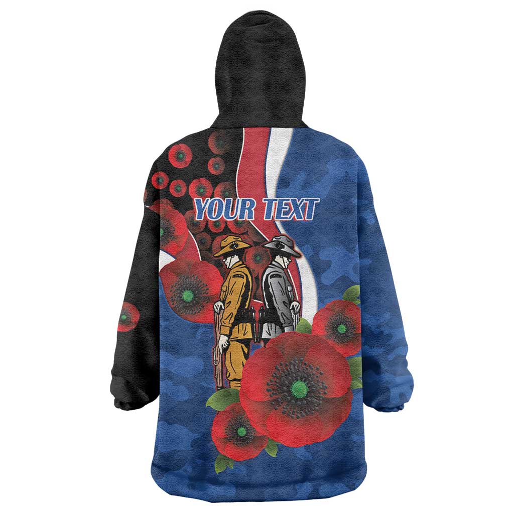 Western Bulldogs ANZAC Personalised Wearable Blanket Hoodie Lest We Forget Poppy Camo