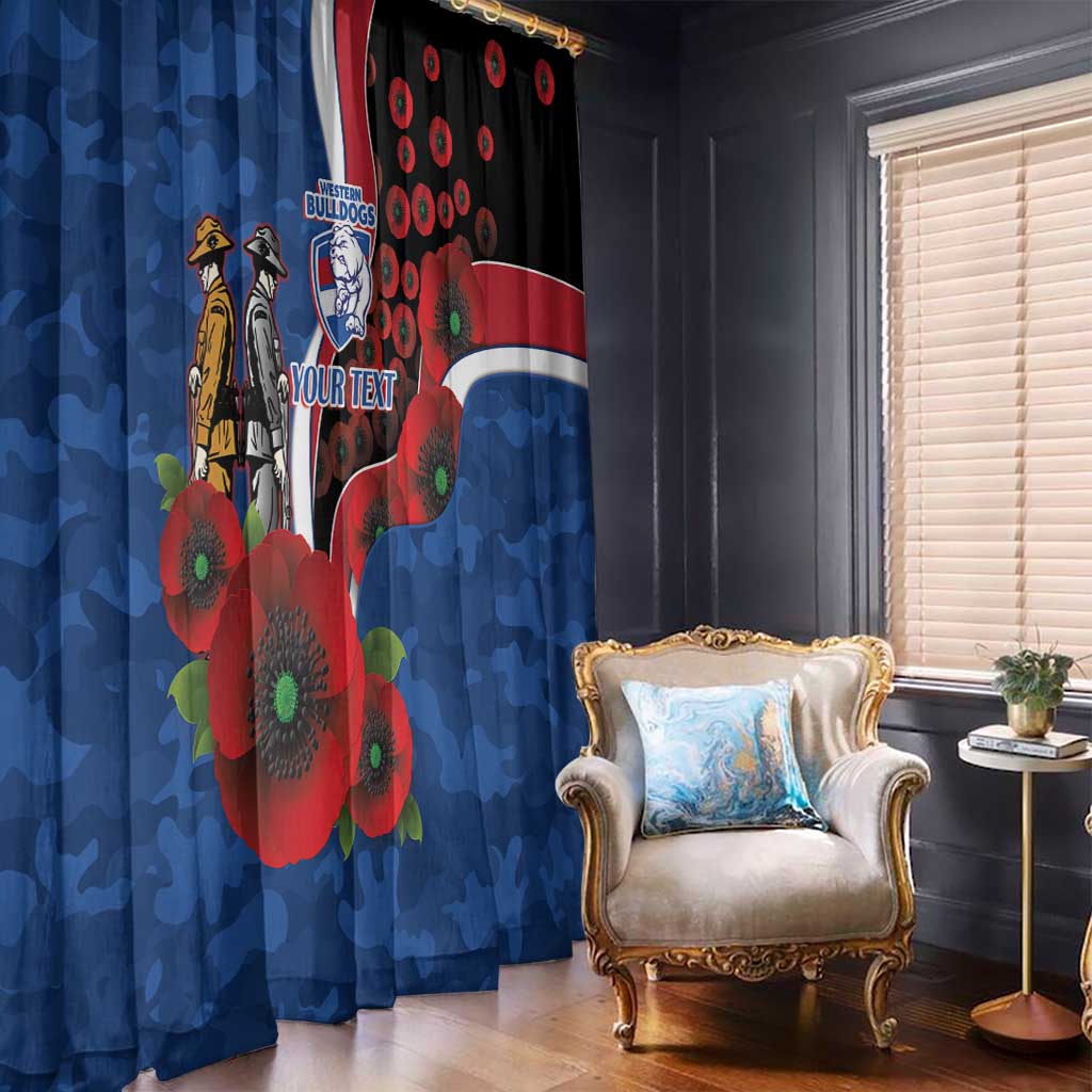 Western Bulldogs ANZAC Personalised Window Curtain Lest We Forget Poppy Camo