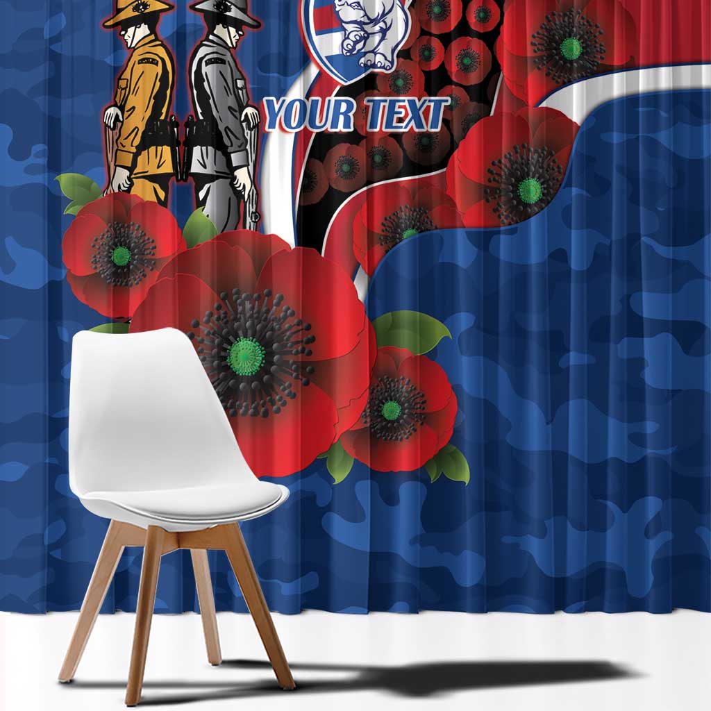 Western Bulldogs ANZAC Personalised Window Curtain Lest We Forget Poppy Camo