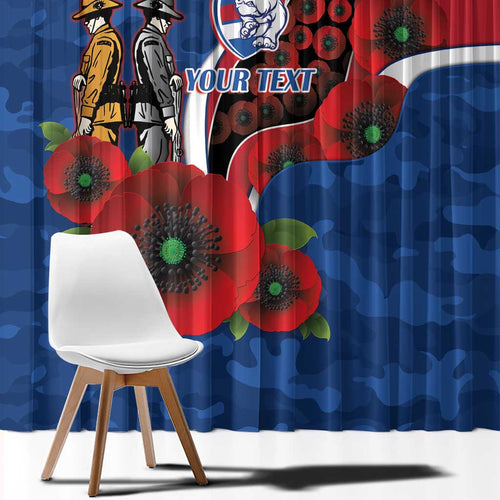 Western Bulldogs ANZAC Personalised Window Curtain Lest We Forget Poppy Camo