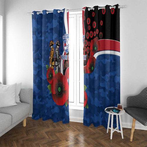 Western Bulldogs ANZAC Personalised Window Curtain Lest We Forget Poppy Camo