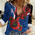 Western Bulldogs ANZAC Personalised Women Casual Shirt Lest We Forget Poppy Camo