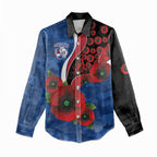 Western Bulldogs ANZAC Personalised Women Casual Shirt Lest We Forget Poppy Camo