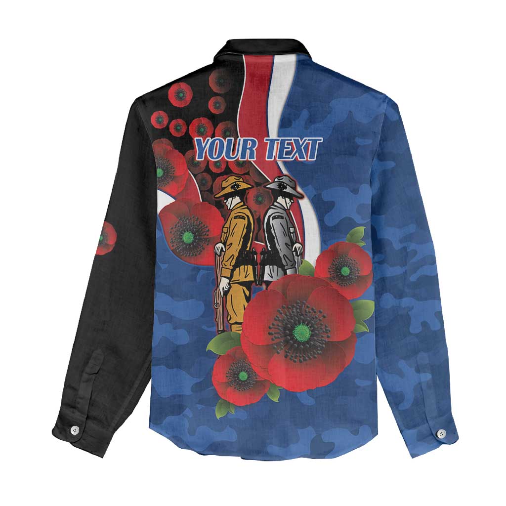 Western Bulldogs ANZAC Personalised Women Casual Shirt Lest We Forget Poppy Camo