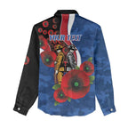 Western Bulldogs ANZAC Personalised Women Casual Shirt Lest We Forget Poppy Camo