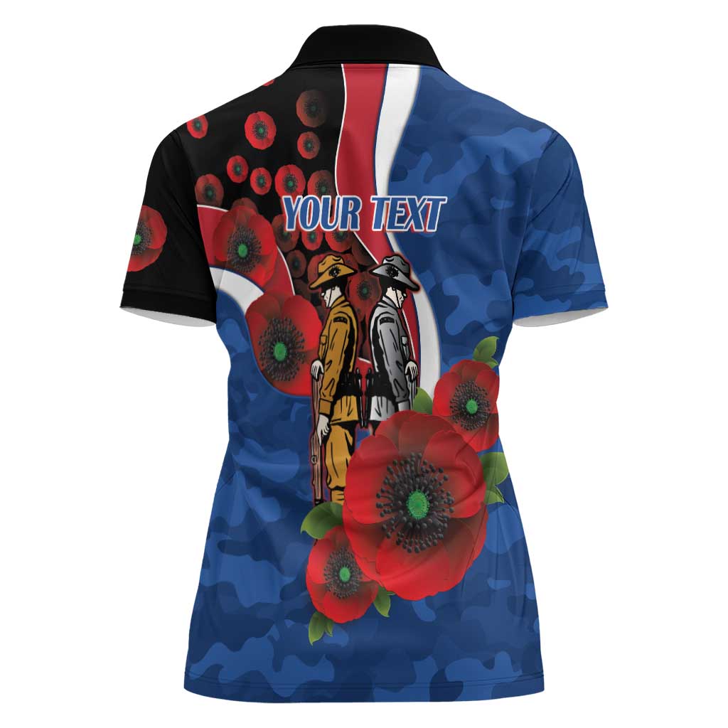 Western Bulldogs ANZAC Personalised Women Polo Shirt Lest We Forget Poppy Camo