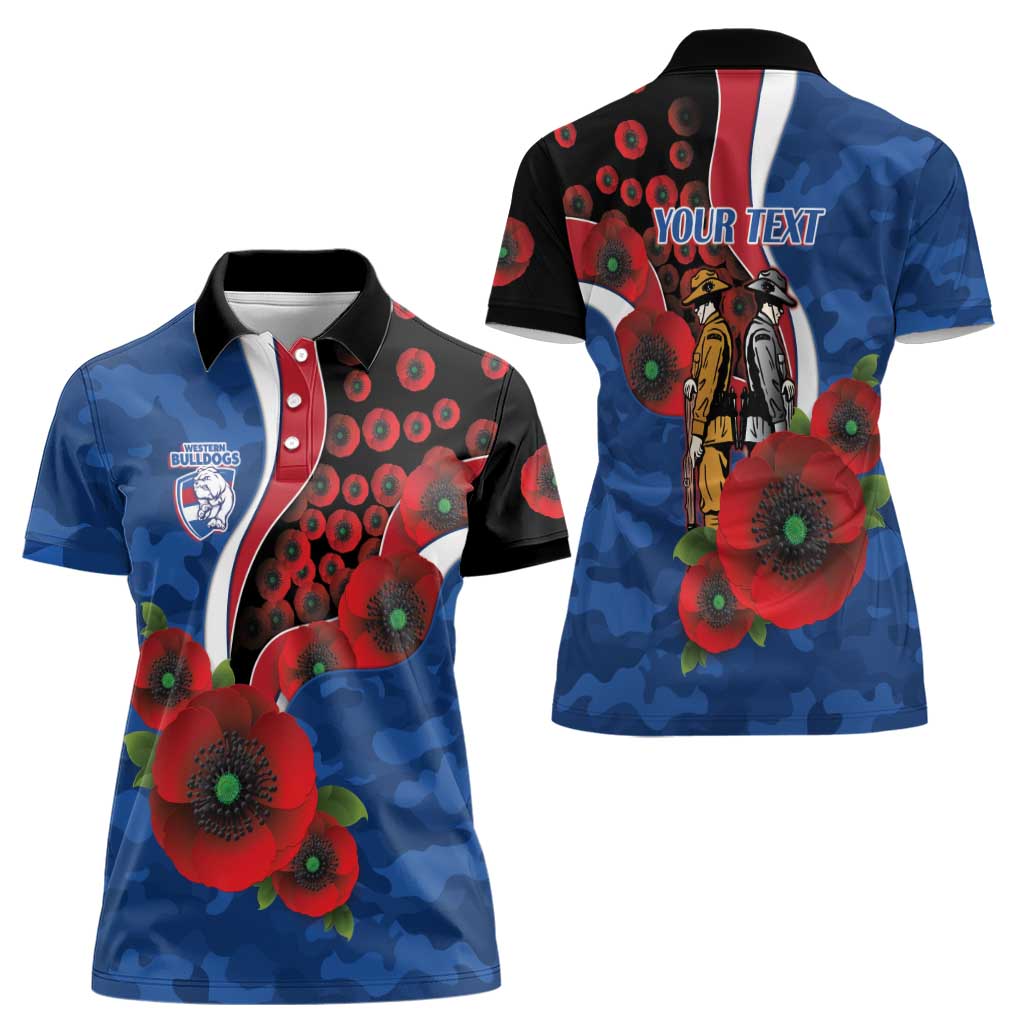 Western Bulldogs ANZAC Personalised Women Polo Shirt Lest We Forget Poppy Camo