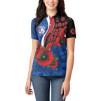 Western Bulldogs ANZAC Personalised Women Polo Shirt Lest We Forget Poppy Camo