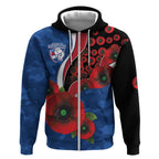 Western Bulldogs ANZAC Personalised Zip Hoodie Lest We Forget Poppy Camo