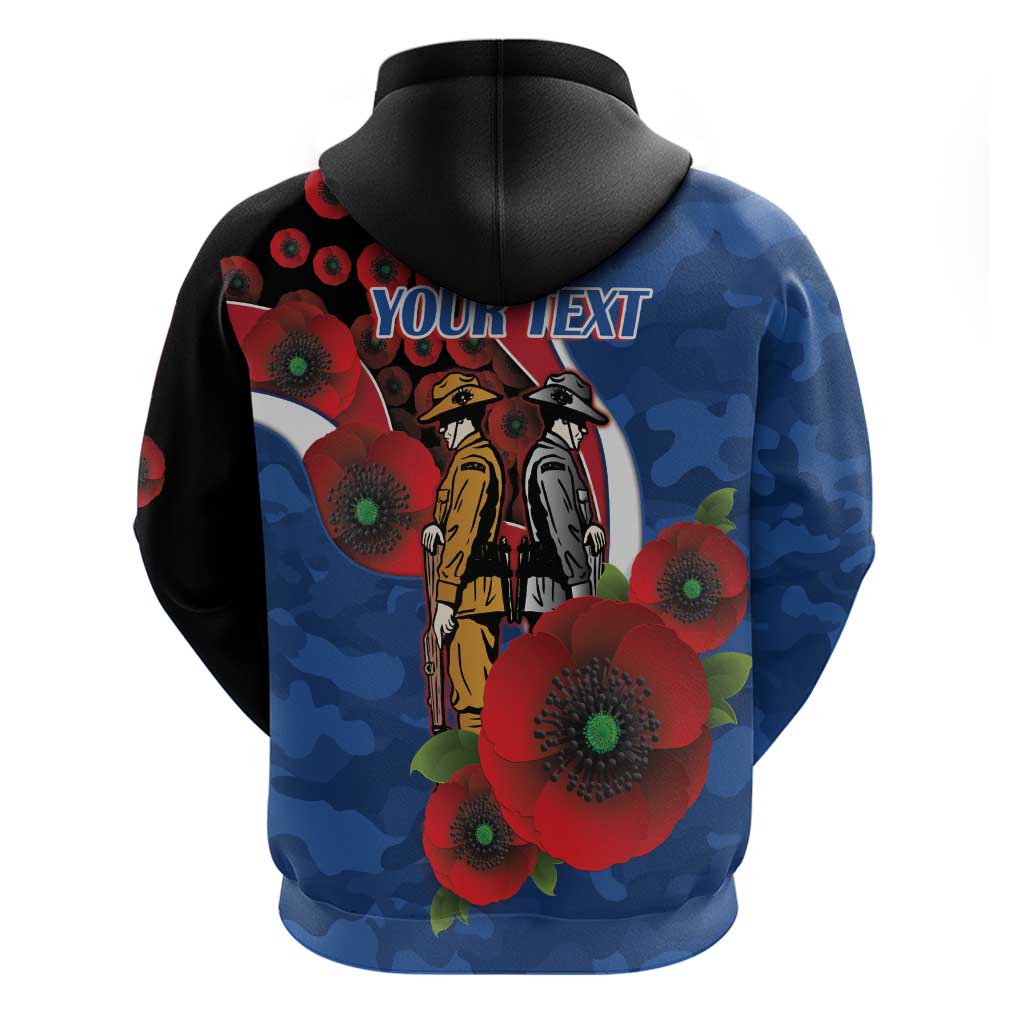 Western Bulldogs ANZAC Personalised Zip Hoodie Lest We Forget Poppy Camo