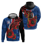 Western Bulldogs ANZAC Personalised Zip Hoodie Lest We Forget Poppy Camo