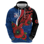 Western Bulldogs ANZAC Personalised Zip Hoodie Lest We Forget Poppy Camo