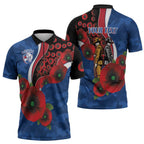 Western Bulldogs ANZAC Personalised Zipper Polo Shirt Lest We Forget Poppy Camo