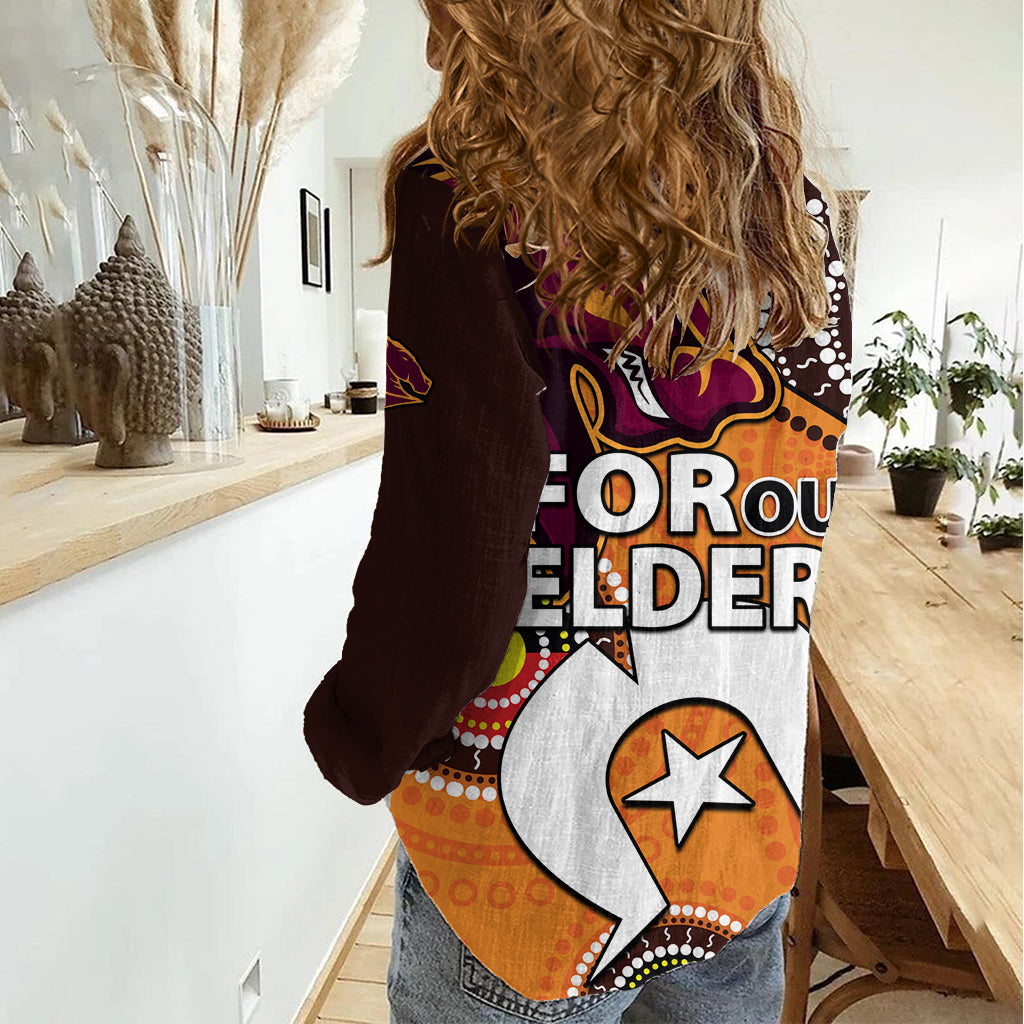 2023 Brisbane Broncos NRL Women Casual Shirt Aboriginal NAIDOC For Our Elders LT9
