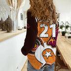 (Custom Text And Number) 2023 Brisbane Broncos NRL Women Casual Shirt Aboriginal NAIDOC For Our Elders LT9