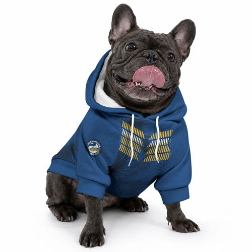 Parramatta Eels Rugby Pet Hoodie Simple Hawaiian Palms Leaf