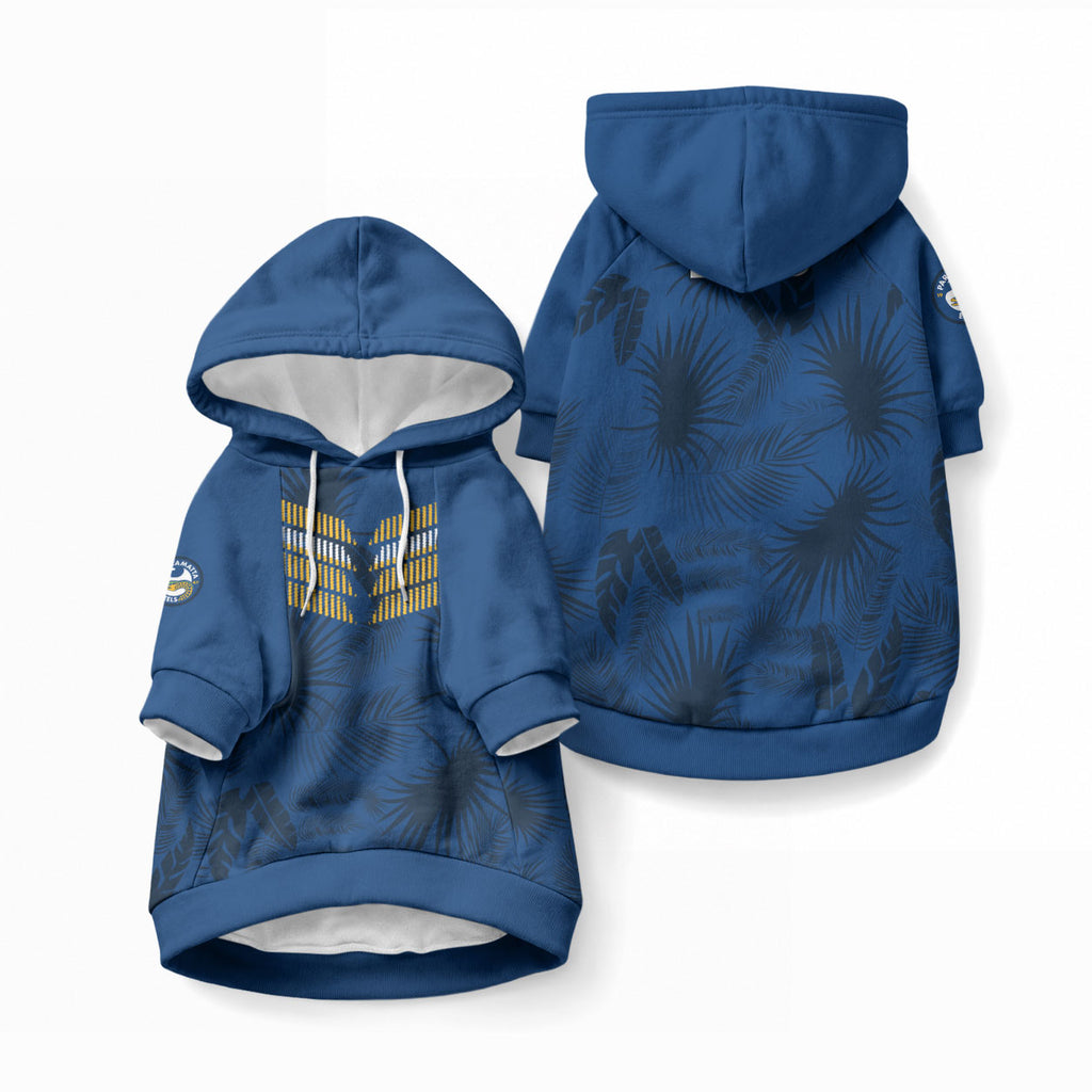 Parramatta Eels Rugby Pet Hoodie Simple Hawaiian Palms Leaf