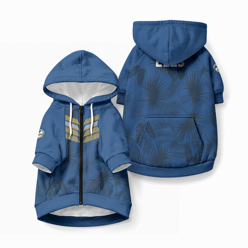 Parramatta Eels Rugby Pet Hoodie Simple Hawaiian Palms Leaf