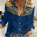 Parramatta Eels Rugby Women Casual Shirt Simple Hawaiian Palms Leaf LT9