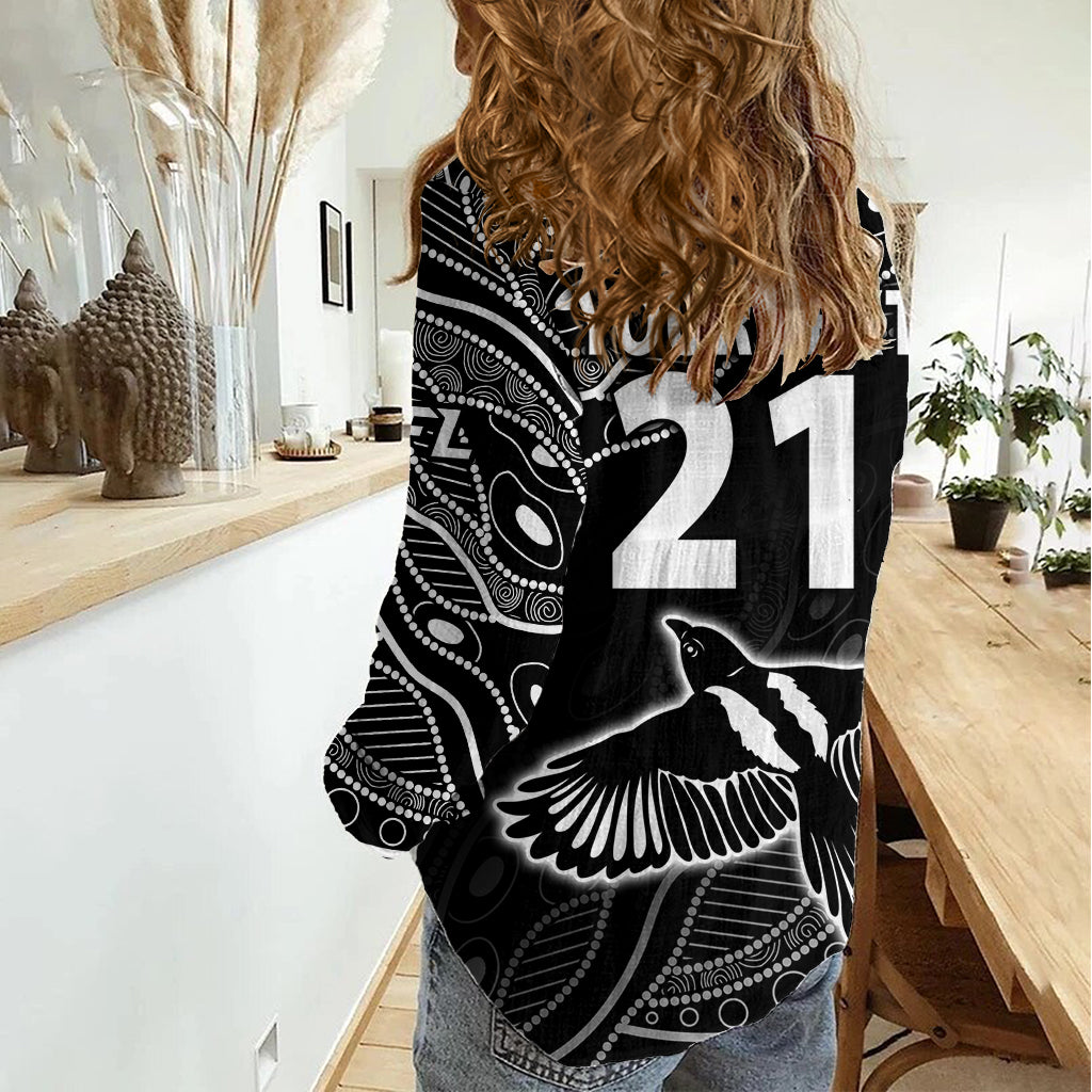 (Custom Text And Number) 2023 Collingwood Magpies Football Women Casual Shirt Pies Founded 1892 LT9