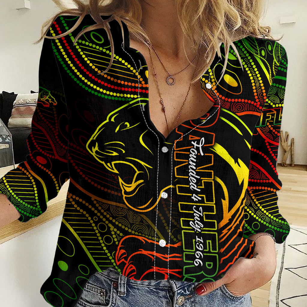 2023 Panthers NRL Women Casual Shirt Aboriginal Founded 1966 LT9