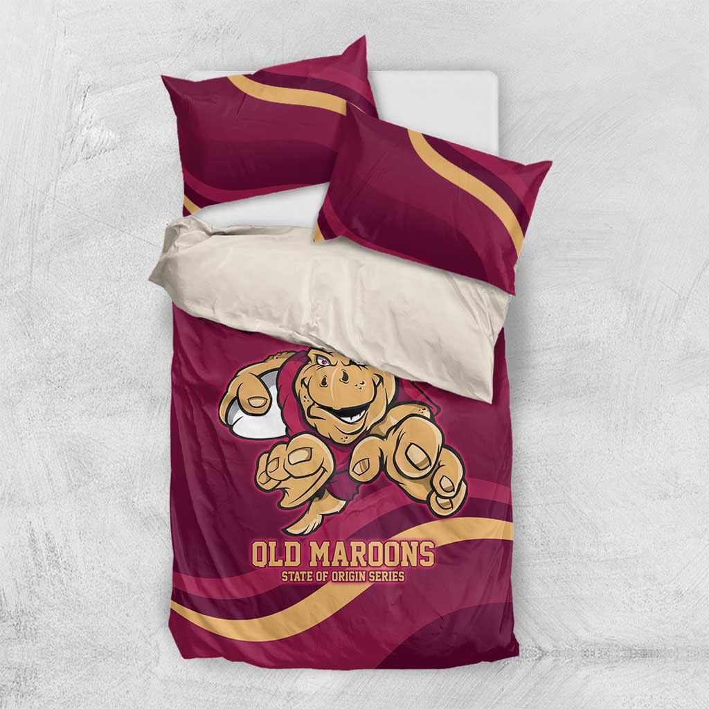 Custom QLD Maroons Cane Toad Bedding Set Queensland Origin No1