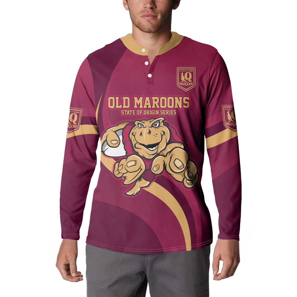 Custom QLD Maroons Cane Toad Button Sweatshirt Queensland Origin No1
