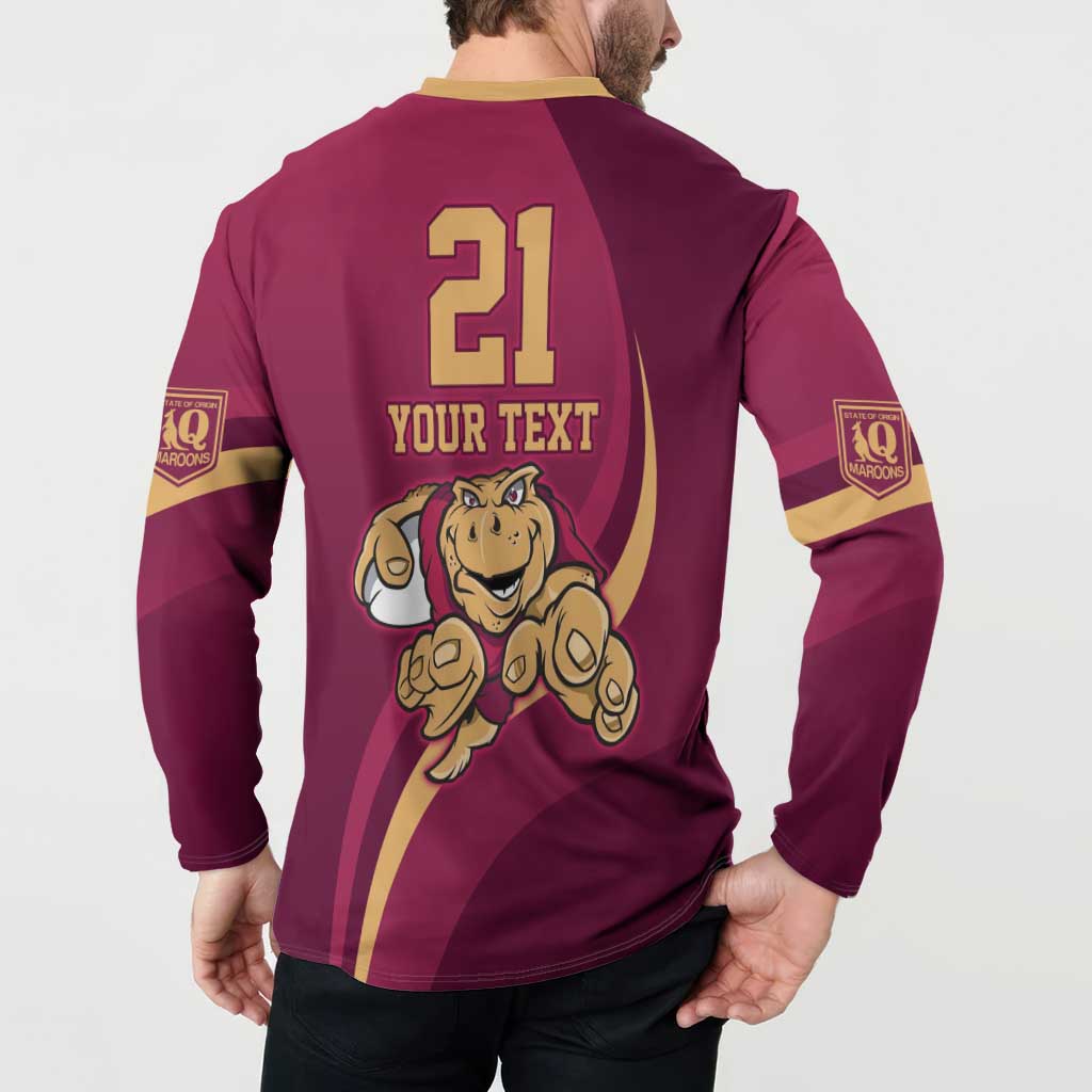 Custom QLD Maroons Cane Toad Button Sweatshirt Queensland Origin No1