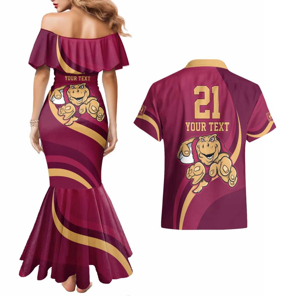 Custom QLD Maroons Cane Toad Couples Matching Mermaid Dress and Hawaiian Shirt Queensland Origin No1