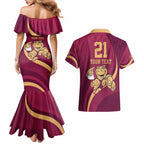 Custom QLD Maroons Cane Toad Couples Matching Mermaid Dress and Hawaiian Shirt Queensland Origin No1