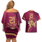 Custom QLD Maroons Cane Toad Couples Matching Off Shoulder Short Dress and Hawaiian Shirt Queensland Origin No1