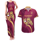 Custom QLD Maroons Cane Toad Couples Matching Tank Maxi Dress and Hawaiian Shirt Queensland Origin No1