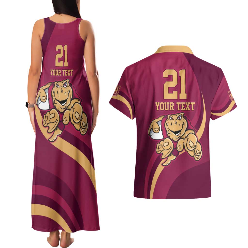 Custom QLD Maroons Cane Toad Couples Matching Tank Maxi Dress and Hawaiian Shirt Queensland Origin No1