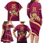 Custom QLD Maroons Cane Toad Family Matching Long Sleeve Bodycon Dress and Hawaiian Shirt Queensland Origin No1