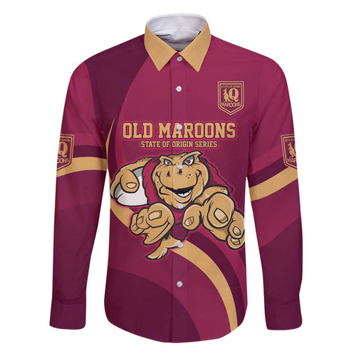 Custom QLD Maroons Cane Toad Family Matching Long Sleeve Bodycon Dress and Hawaiian Shirt Queensland Origin No1