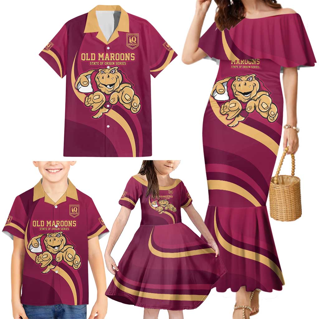 Custom QLD Maroons Cane Toad Family Matching Mermaid Dress and Hawaiian Shirt Queensland Origin No1