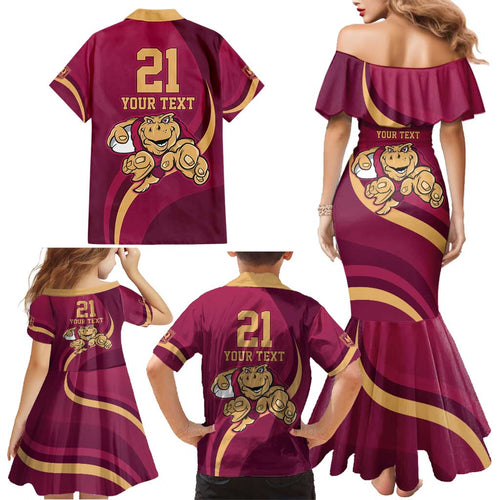 Custom QLD Maroons Cane Toad Family Matching Mermaid Dress and Hawaiian Shirt Queensland Origin No1