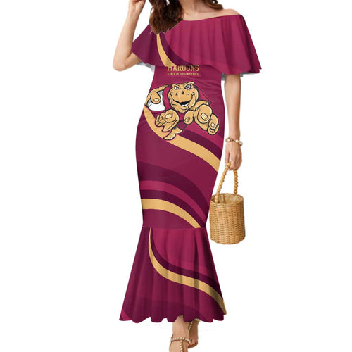 Custom QLD Maroons Cane Toad Family Matching Mermaid Dress and Hawaiian Shirt Queensland Origin No1