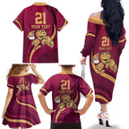 Custom QLD Maroons Cane Toad Family Matching Off The Shoulder Long Sleeve Dress and Hawaiian Shirt Queensland Origin No1