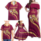 Custom QLD Maroons Cane Toad Family Matching Off Shoulder Maxi Dress and Hawaiian Shirt Queensland Origin No1