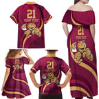 Custom QLD Maroons Cane Toad Family Matching Off Shoulder Maxi Dress and Hawaiian Shirt Queensland Origin No1