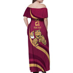 Custom QLD Maroons Cane Toad Family Matching Off Shoulder Maxi Dress and Hawaiian Shirt Queensland Origin No1