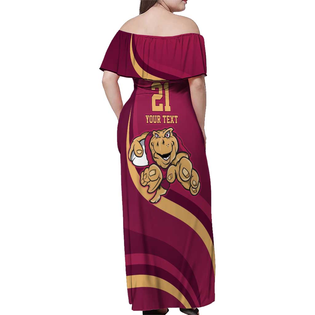 Custom QLD Maroons Cane Toad Family Matching Off Shoulder Maxi Dress and Hawaiian Shirt Queensland Origin No1
