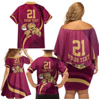 Custom QLD Maroons Cane Toad Family Matching Off Shoulder Short Dress and Hawaiian Shirt Queensland Origin No1