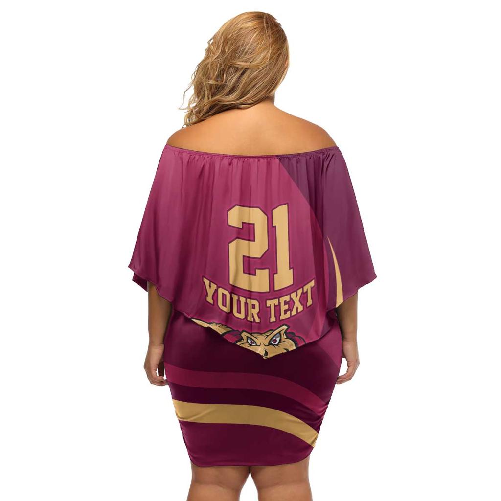 Custom QLD Maroons Cane Toad Family Matching Off Shoulder Short Dress and Hawaiian Shirt Queensland Origin No1